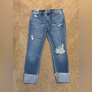 Joe’s Jeans Blue Distressed Crop Cuffed Jeans, size 30.